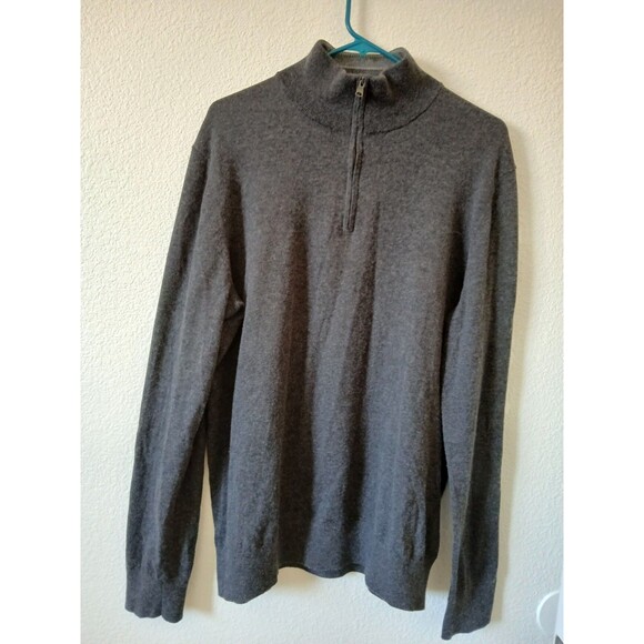 Calvin Klein Sweater Quarter Zip Pullover Men Gray Knit Soft Size Large Casual - Picture 1 of 13